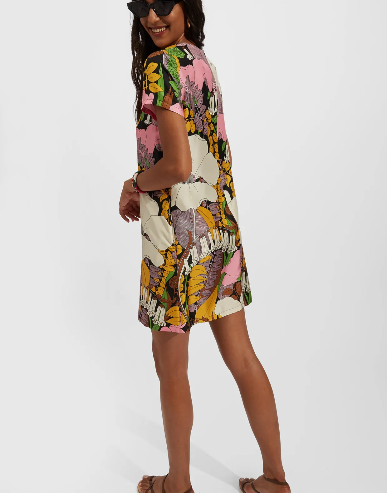 Mini Swing DressBig Flower in Silk Twill