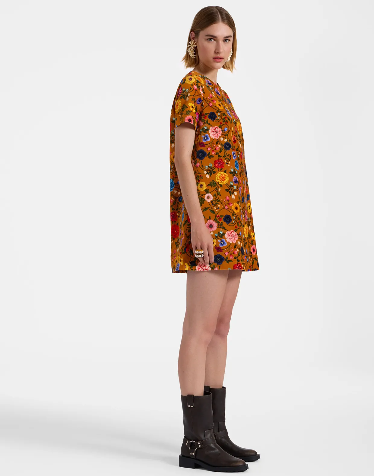 Mini Swing DressBotticelli Rust in Cotton Velvet