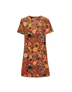 Mini Swing DressBotticelli Rust in Cotton Velvet