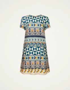 Mini Swing DressCasareale Small Placèe Cream in Silk Twill