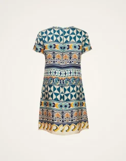 Mini Swing DressCasareale Small Placèe Cream in Silk Twill