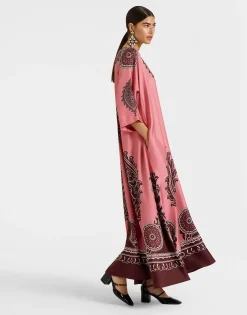 Muumuu DressOltrarno Plac&eacute;e Pink in Silk Twill