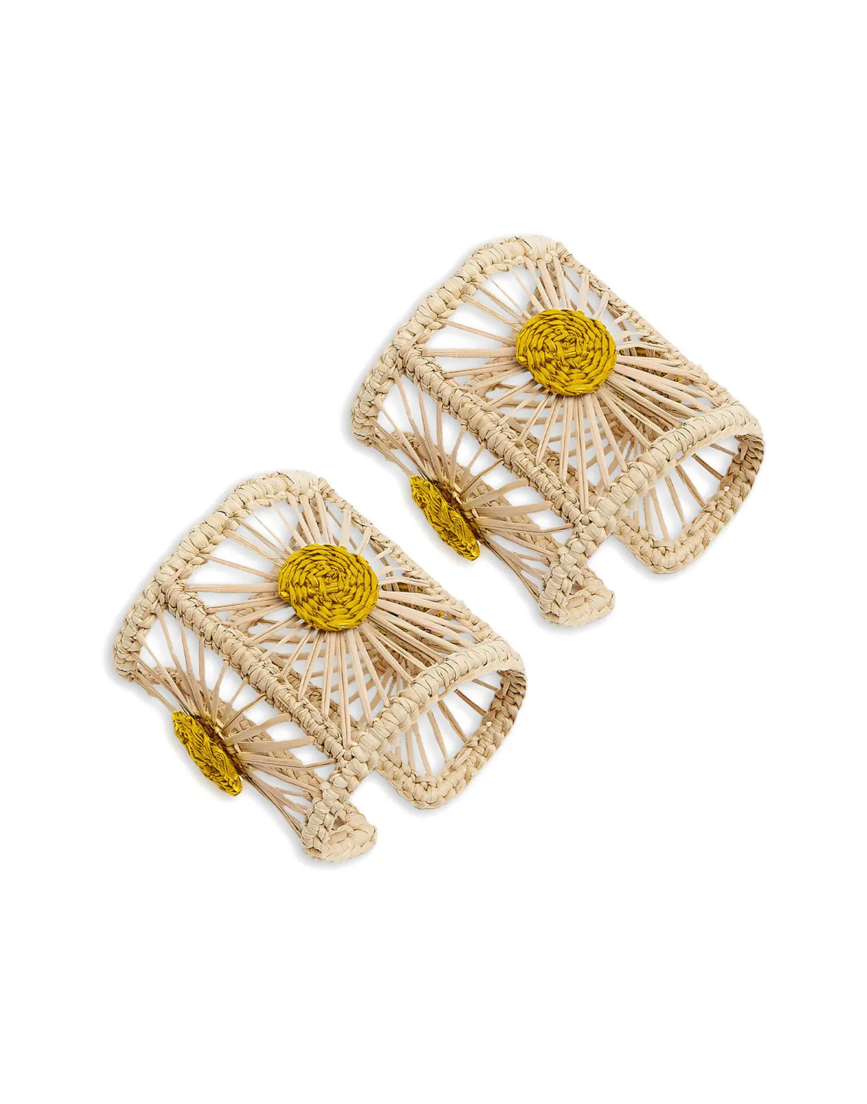 Napkin Rings Set Of 2Yellow in Iraca