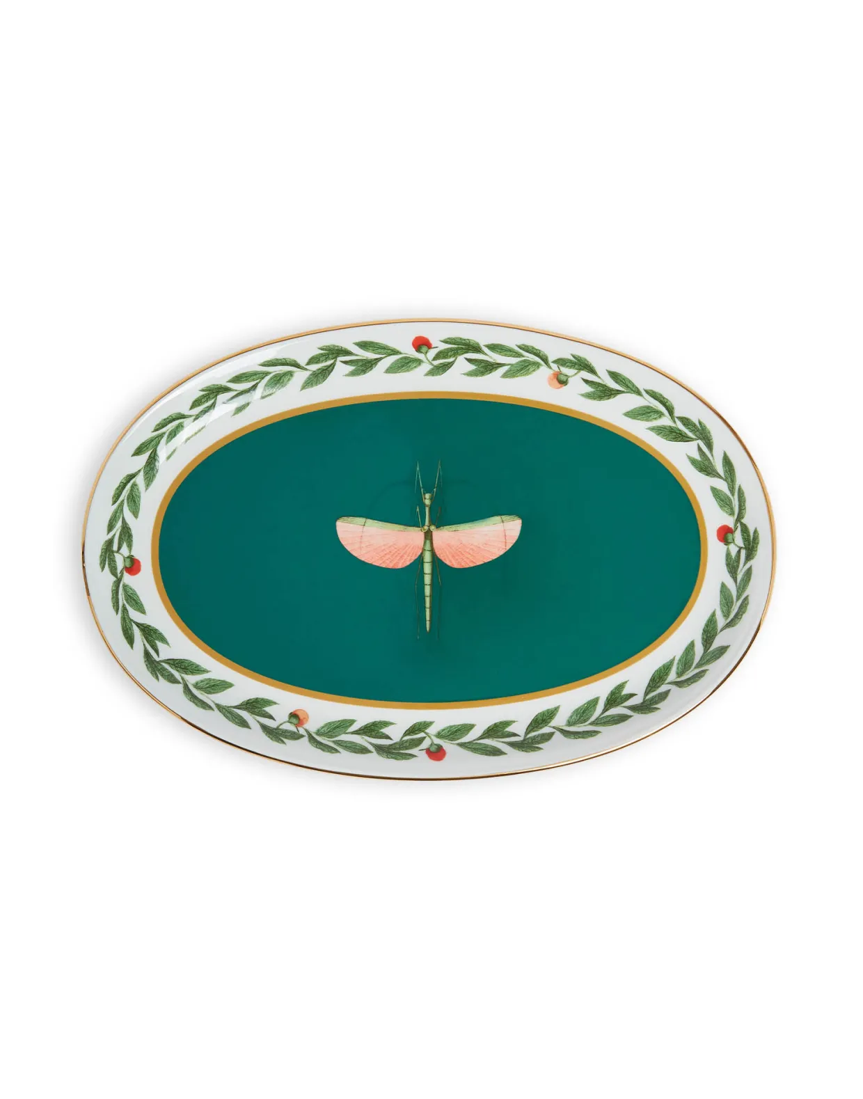 Oval PlatterLibellula Green in Porcelain