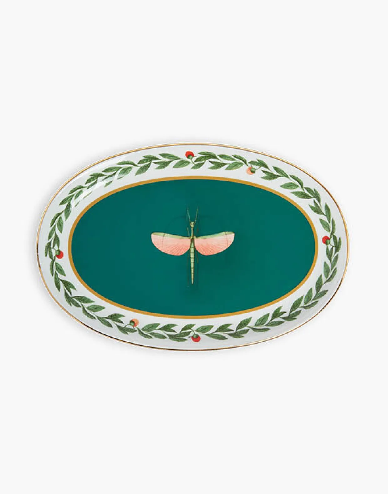 Oval PlatterLibellula Green in Porcelain