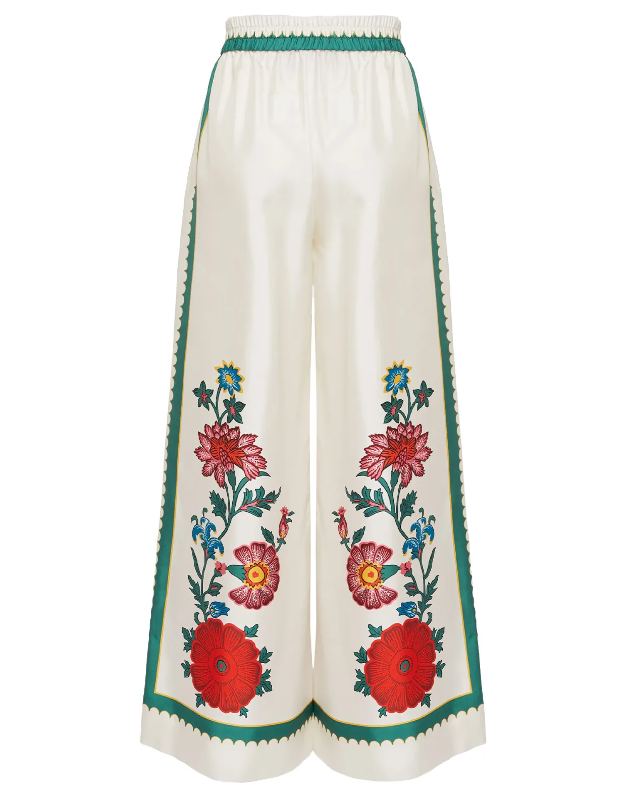 Palazzo PantsDragonflower Placée Multicolor in Silk Twill