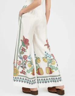 Palazzo PantsGrenadilla Plac&eacute;e Off White in Silk Twill