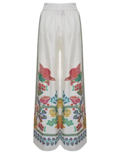 Palazzo PantsGrenadilla Plac&eacute;e Off White in Silk Twill