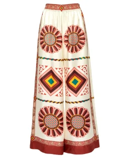 Palazzo PantsMacro Tiles Placée in Twill Silk