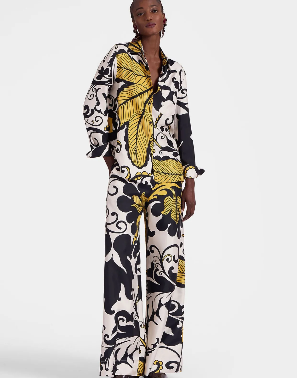 Palazzo PantsMarea Black & White in Silk Twill