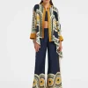 Palazzo PantsMudejar Plac&eacute;e Blue in Silk Twill