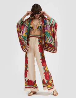 Palazzo PantsTaormina Placée Ivory in Twill Silk