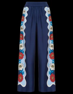 Palazzo PantsWhitsun Placée Blue in Silk Twill