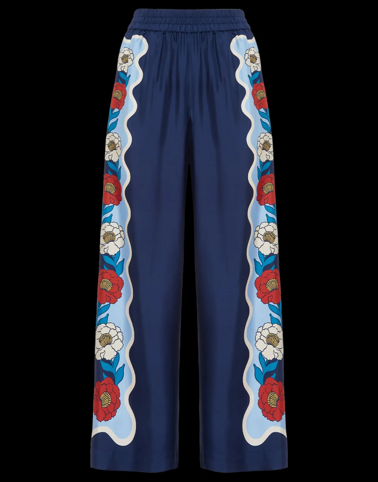 Palazzo PantsWhitsun Placée Blue in Silk Twill