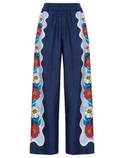 Palazzo PantsWhitsun Placée Blue in Silk Twill