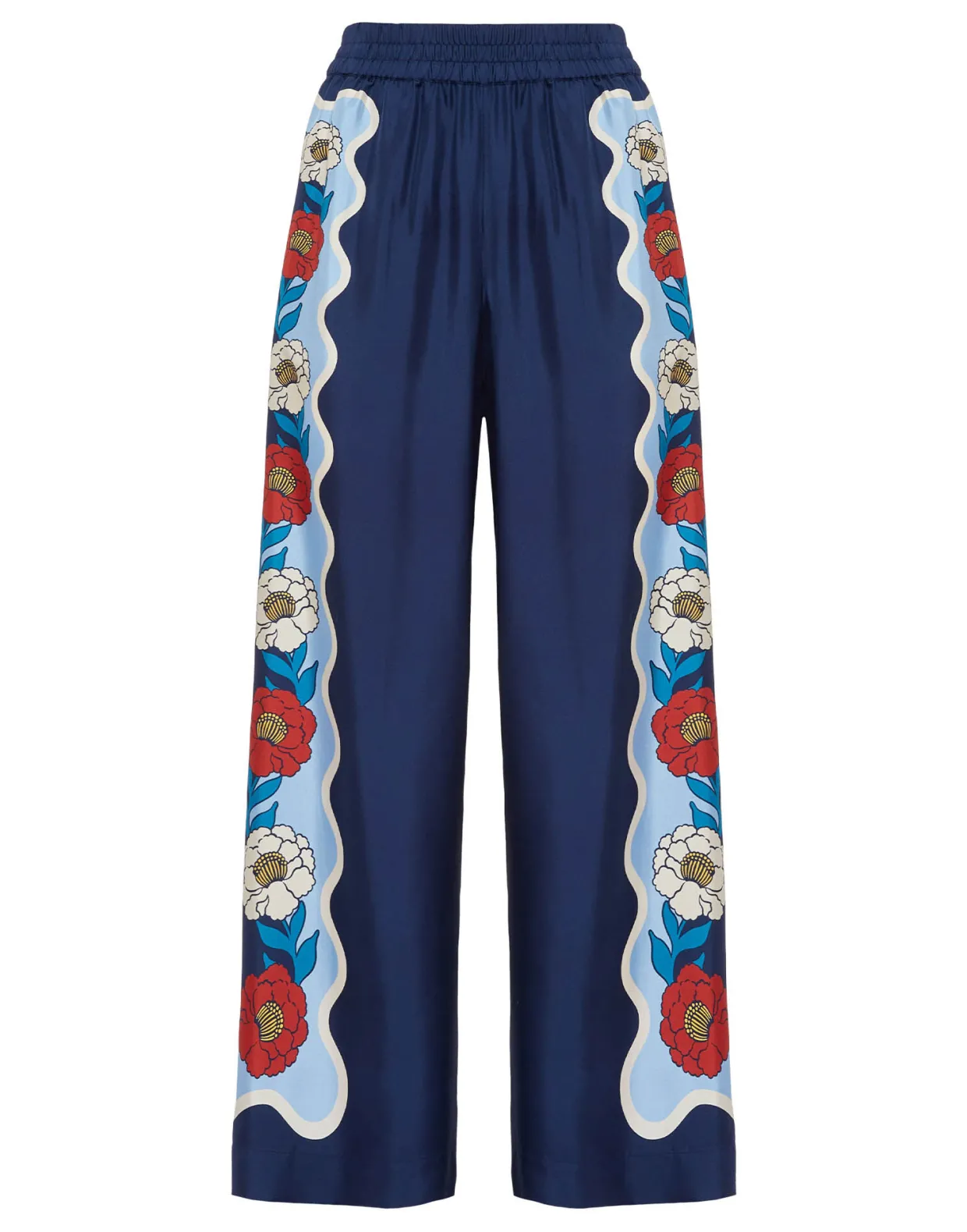 Palazzo PantsWhitsun Placée Blue in Silk Twill