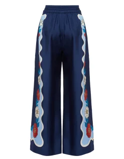 Palazzo PantsWhitsun Placée Blue in Silk Twill