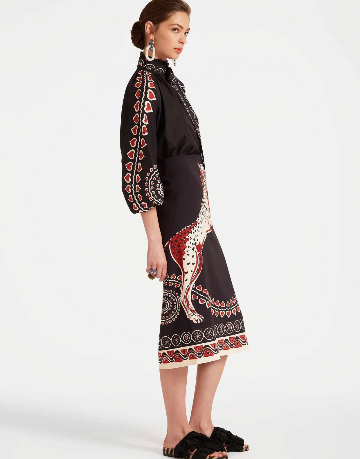 Pencil SkirtGattopardo Placée Black in Envers Satin