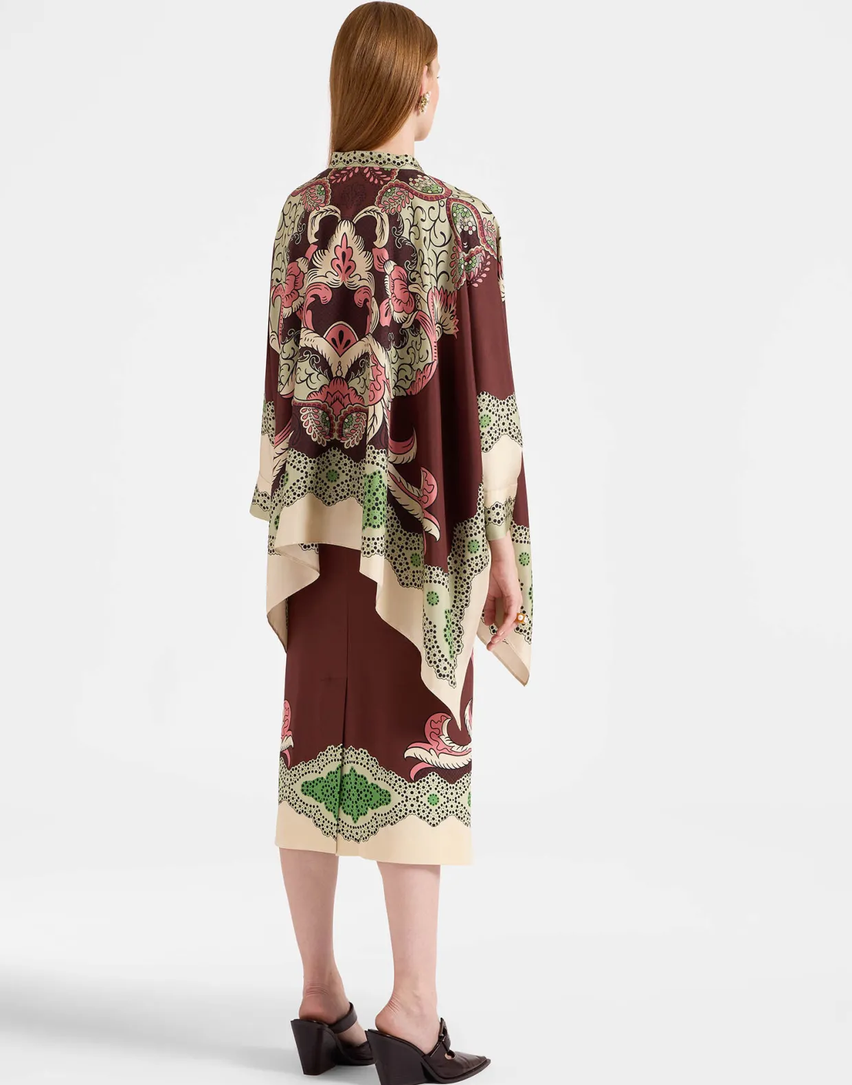 Pencil SkirtPortal Placée Brown in Envers Satin