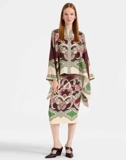 Pencil SkirtPortal Placée Brown in Envers Satin