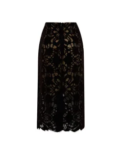 Pencil SkirtVaudeville Brown in Cotton Lace