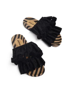 Pimento SlideSolid Black in Viscose & Jute