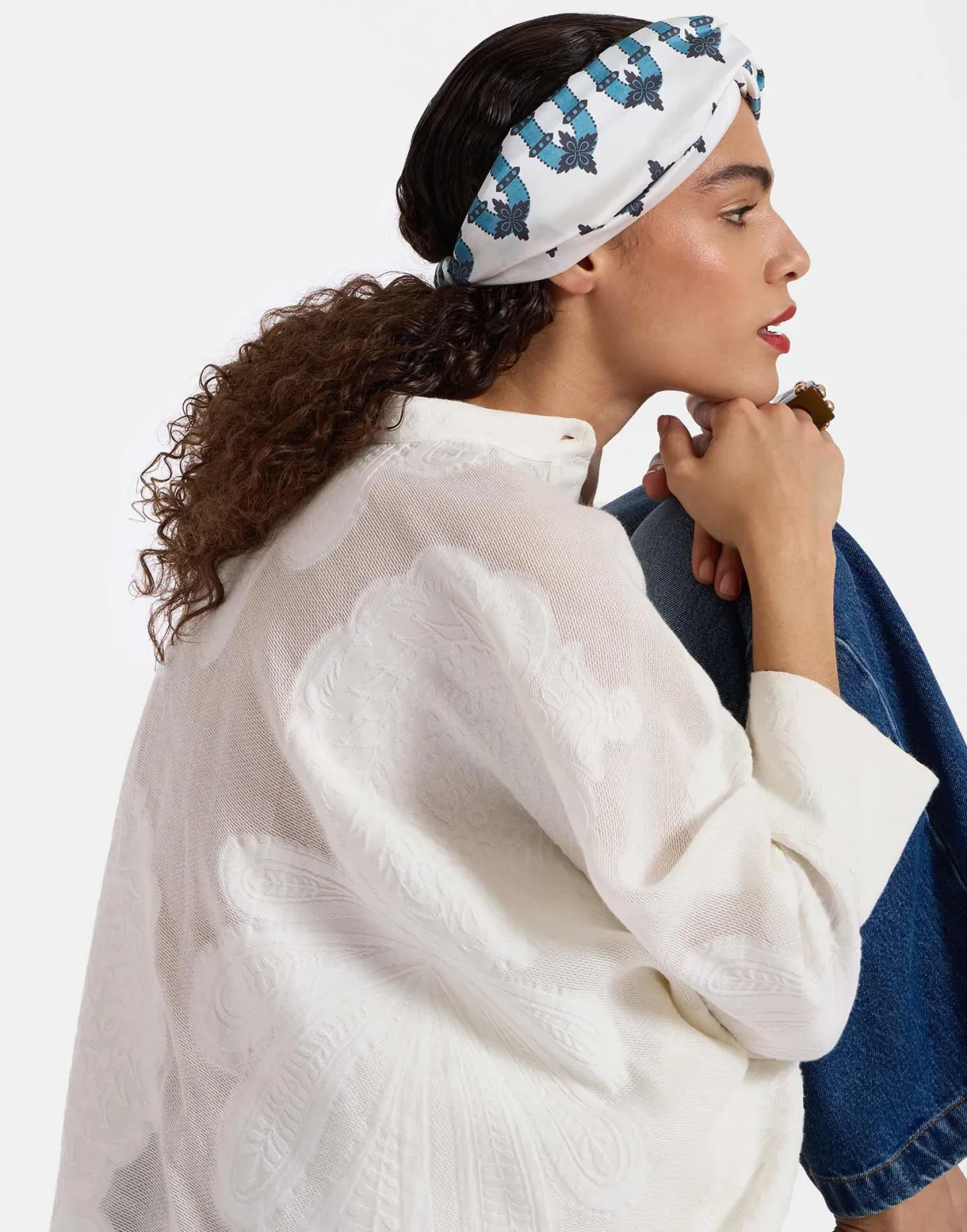 Pinup HeadbandScirocco Ivory in Twill