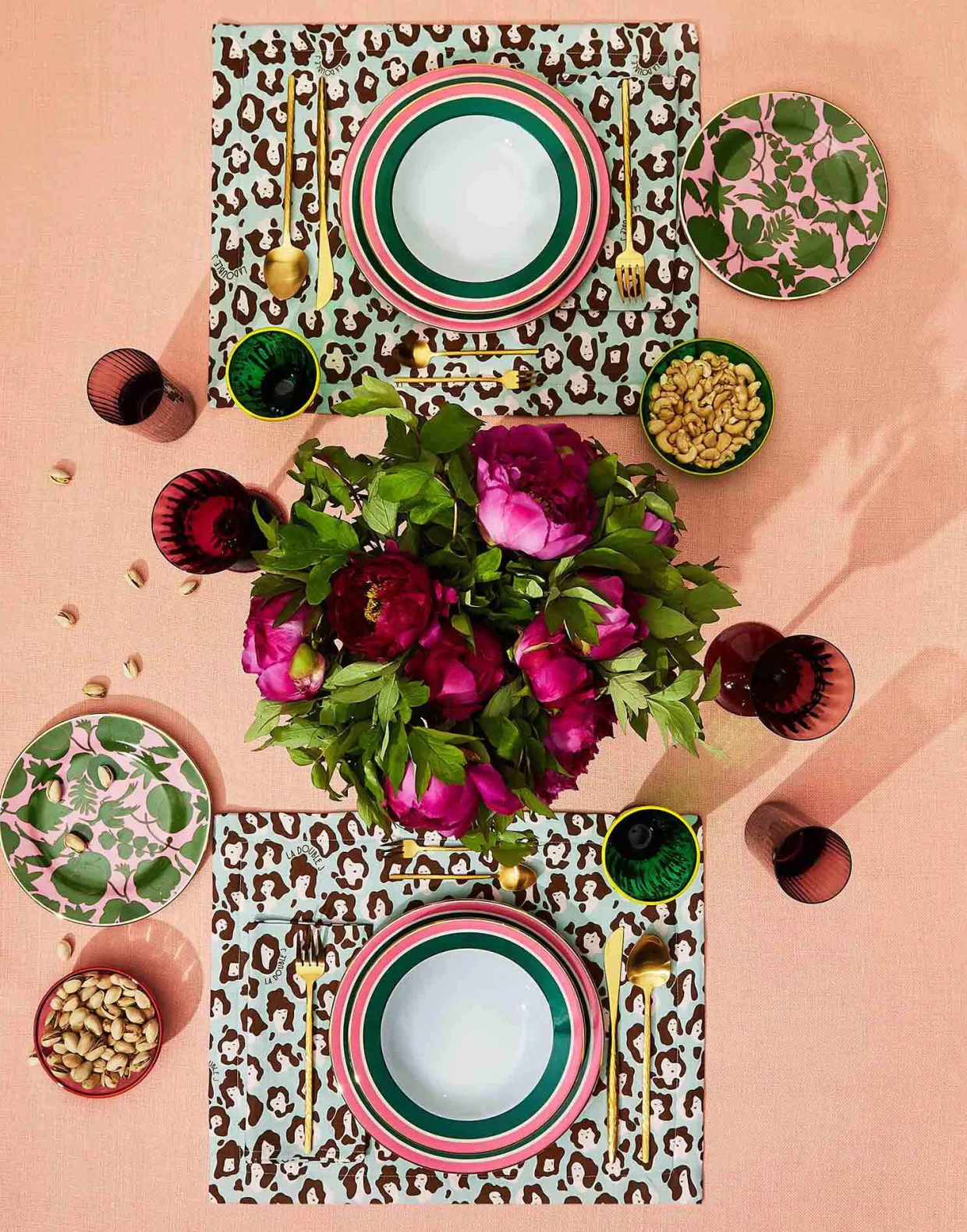 Placemat Set Of 2Lady Leopard Acqua in Linen