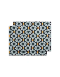 Placemat Set Of 2Plaza Small Light Blue in Shot Cotton