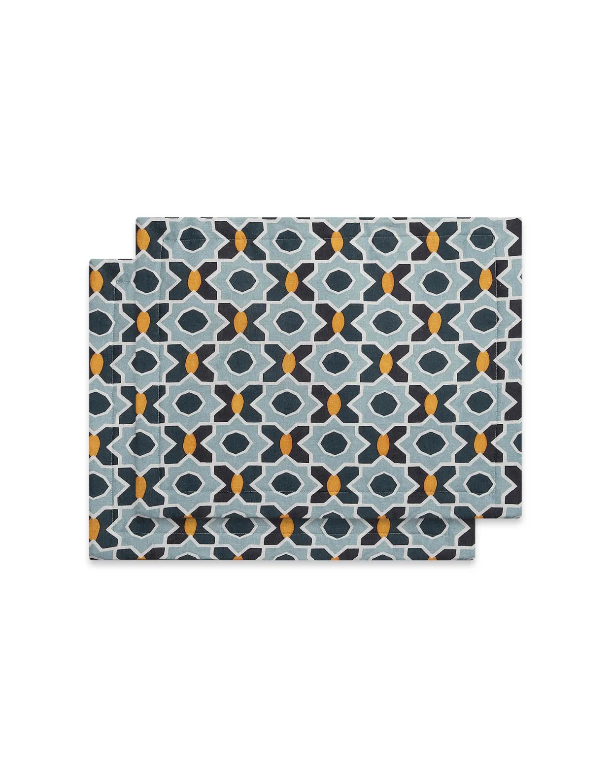 Placemat Set Of 2Plaza Small Light Blue in Shot Cotton