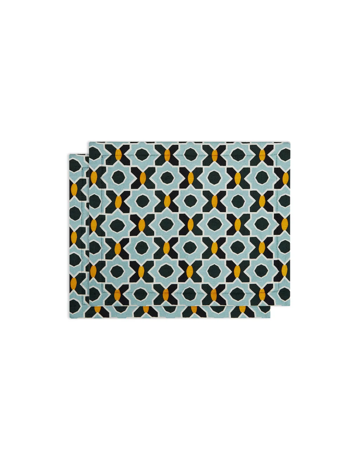 Placemat Set Of 2Plaza Small Light Blue in Shot Cotton