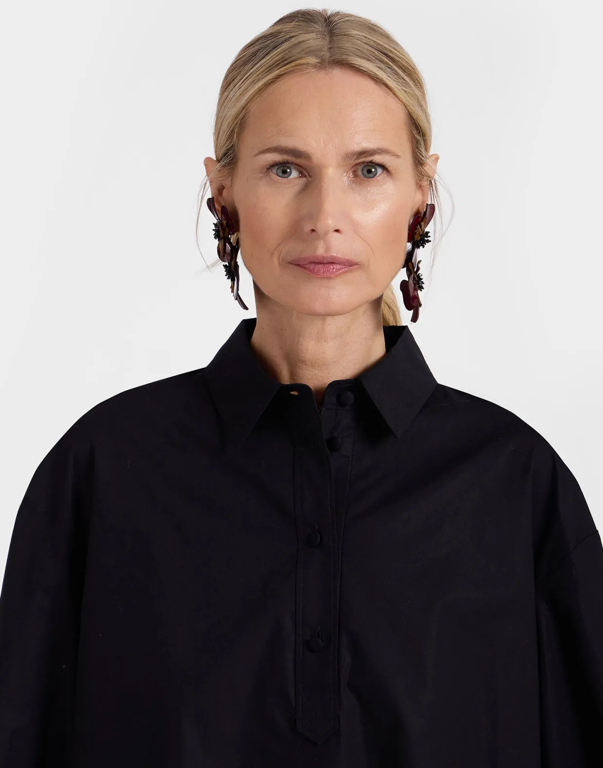 Poet ShirtSolid Black in Cotton Poplin