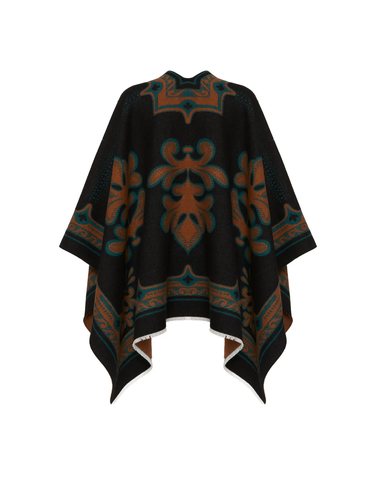 PonchoHerald Black in Wool Silk
