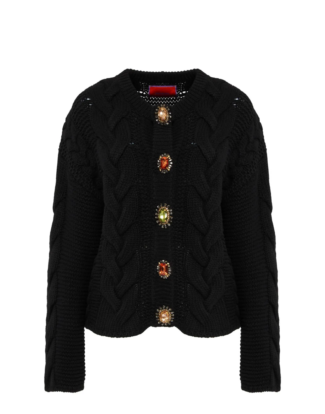 Portrait CardiganSolid Black in Chunky Wool