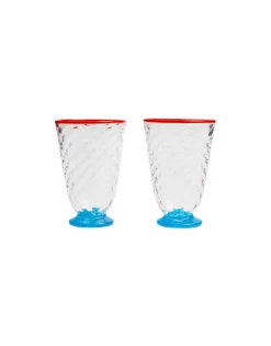 Quilted Glasses Set Of 2Blue in Murano Glass
