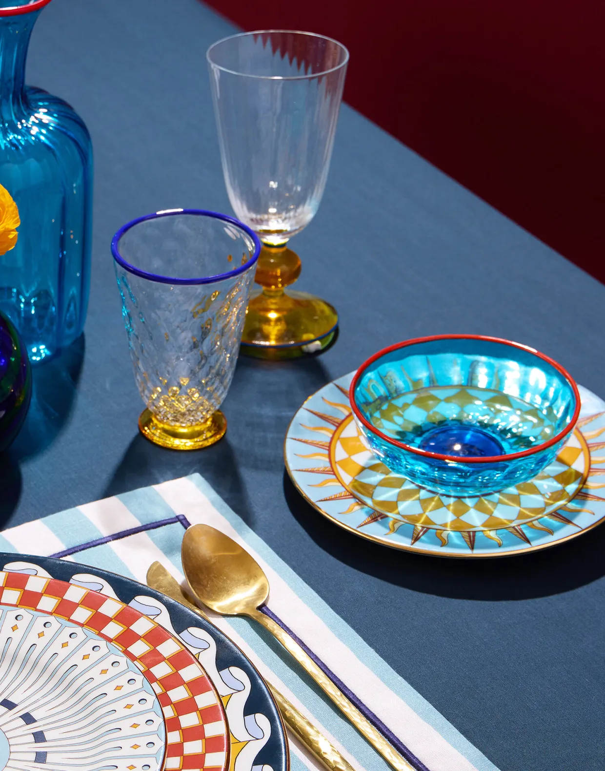 Quilted Glasses Set Of 2Yellow in Murano Glass
