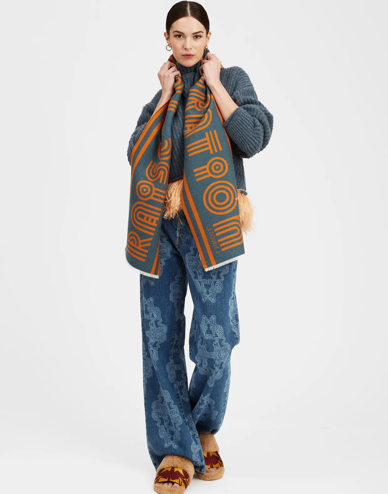 Raise Your Vibration ScarfDark Green in Wool