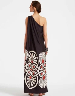 Roy DressMedallion Plac&eacute;e Black in Silk Twill