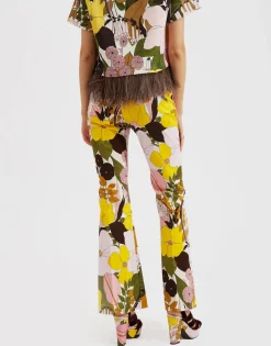 Saturday Night PantsBig Flower Rose in Heavy Cotton Stretch