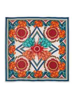 Scarf Double (90X90)Taormina Placée Ivory in Twill Silk