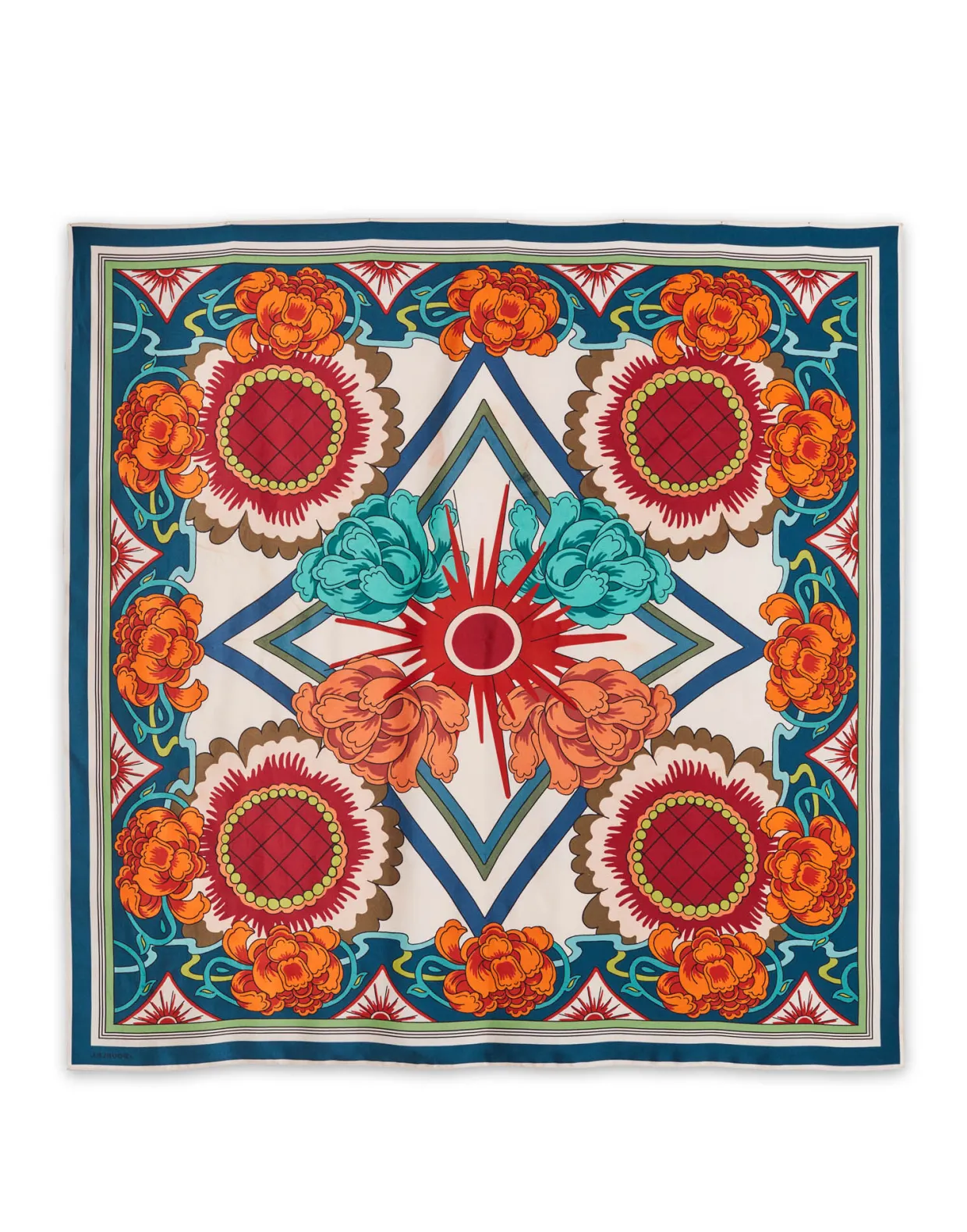 Scarf Double (90X90)Taormina Placée Ivory in Twill Silk