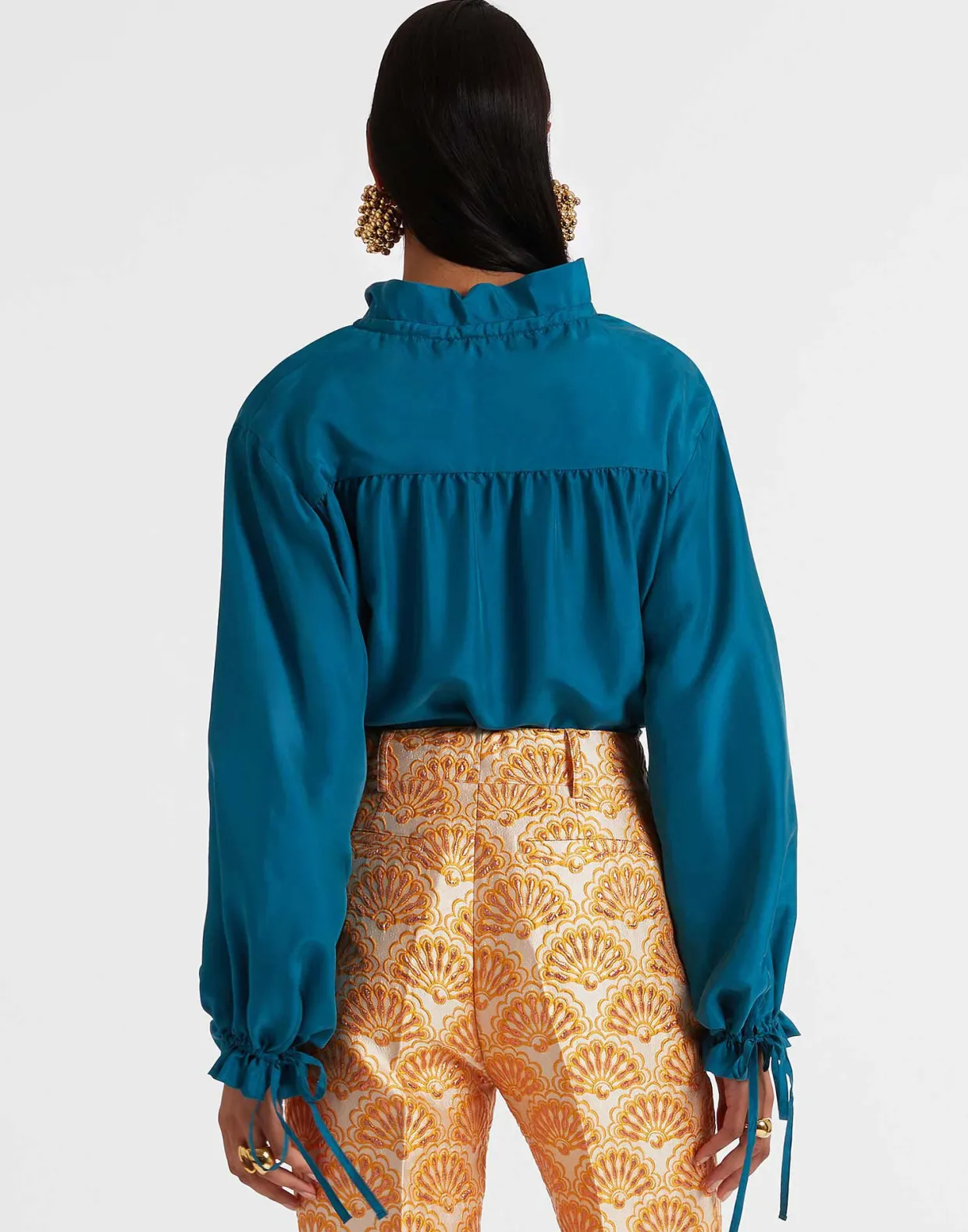 Shirt And SassySolid Blue Petrol in Washed Silk