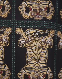 Silk RobeTiger Tiles Black in Twill Silk
