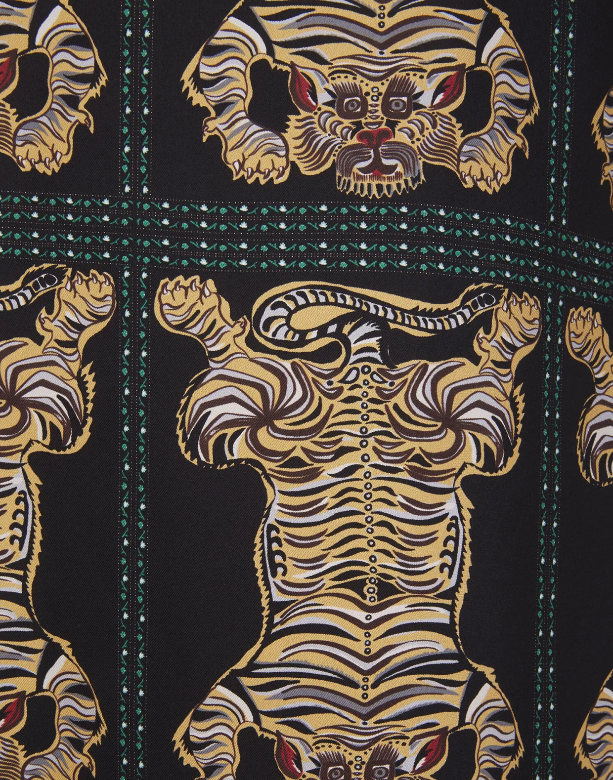Silk RobeTiger Tiles Black in Twill Silk