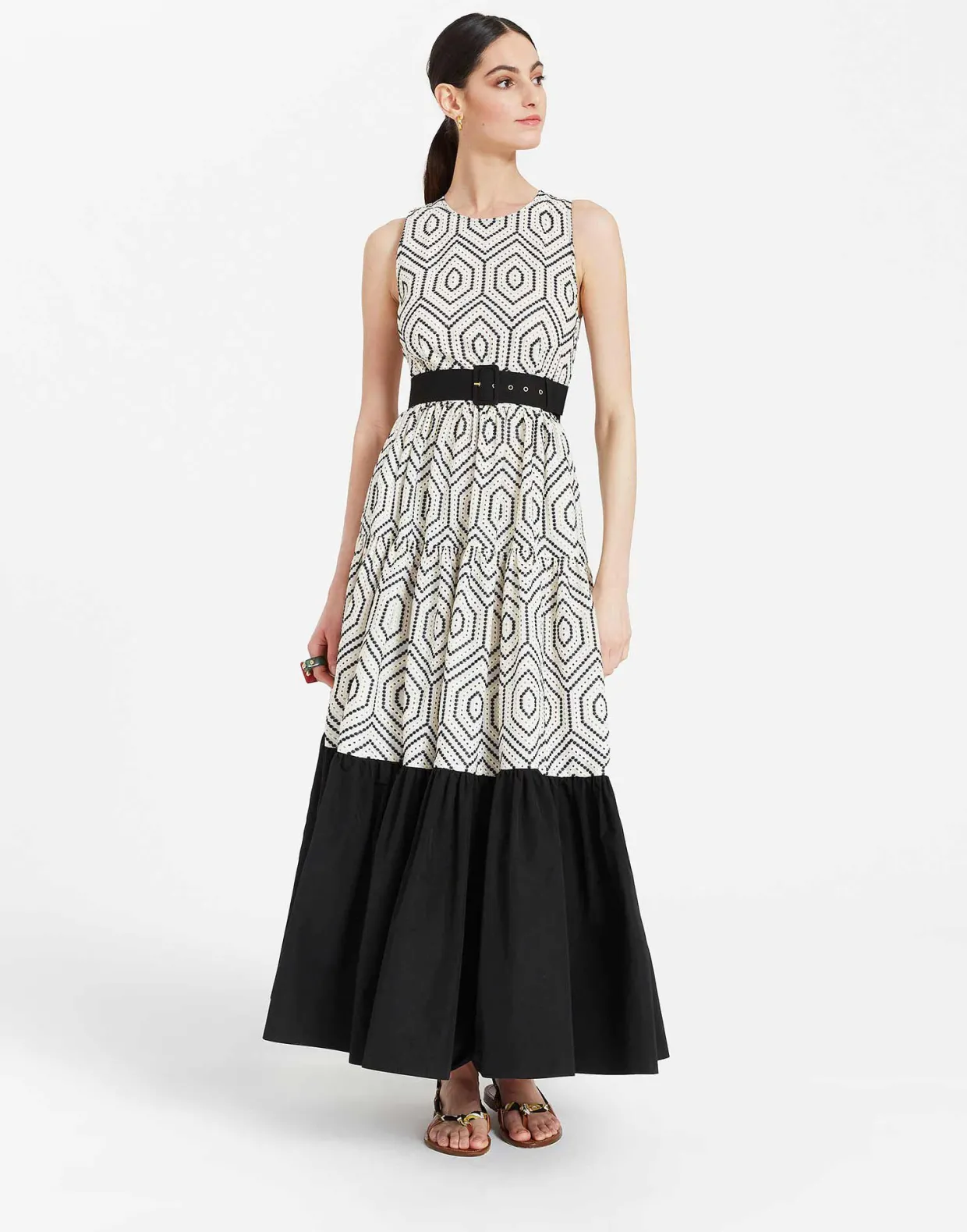 Sleeveless Big DressSolid Ivory in Cotton Sangallo