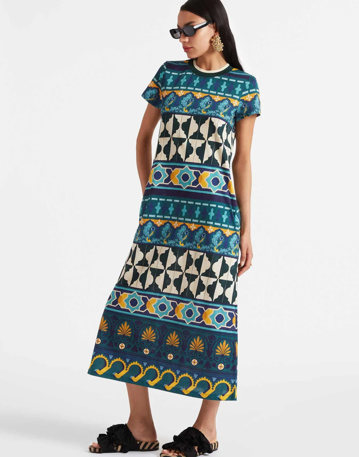 Sporty Swing DressCasareale Barré Placèe Emerald in Cotton Jersey