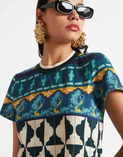 Sporty Swing DressCasareale Barré Placèe Emerald in Cotton Jersey