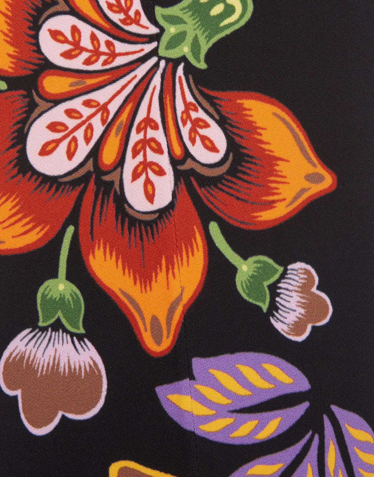 Stretch PantsFolk Flowers Nero Placée in Viscose Jersey