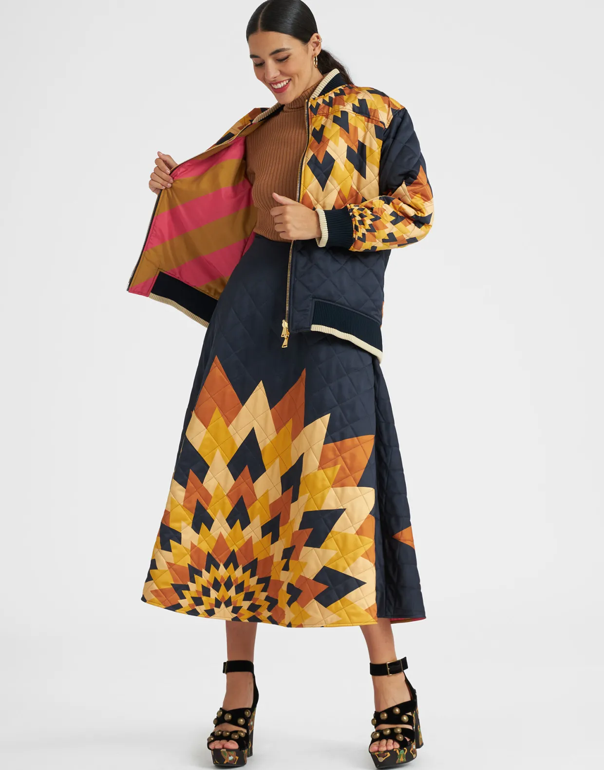 Suki JacketEgyptian Sun Placée Gold in Quilted Twill