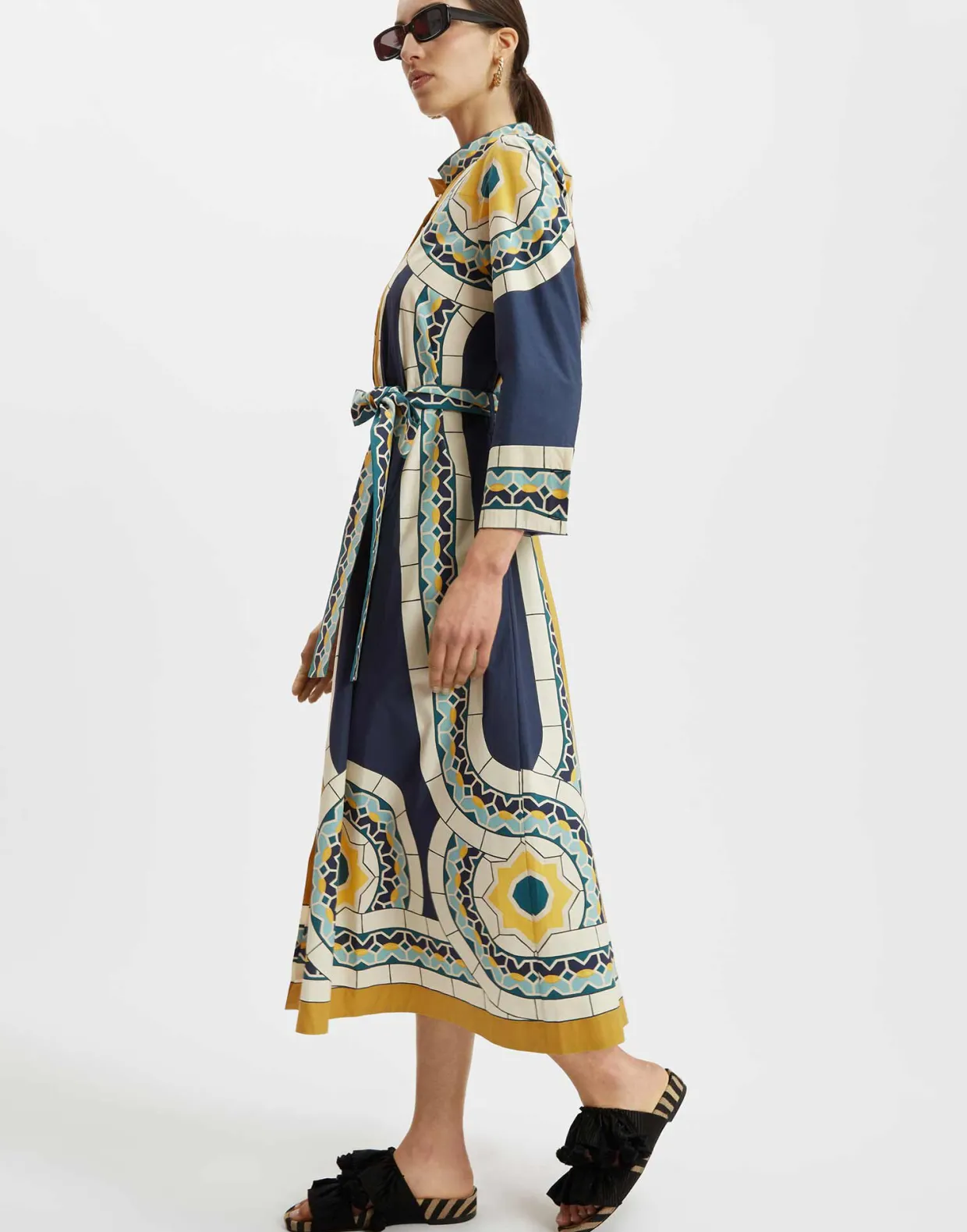Sundowner DressMudejar Placée Blue in Cotton Poplin